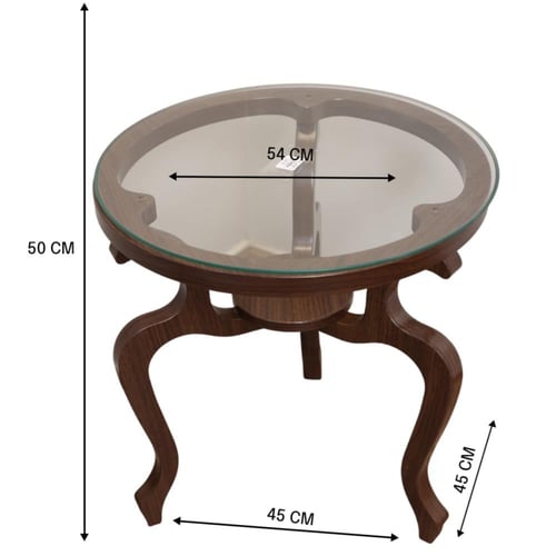 طقم طاولة ضيافة سطح زجاجي دائري مع 2 كراسي جلد بني...