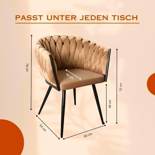 كرسي طعام وكافية قماش قطيفة بني وقاعدة ارجل حديد H...