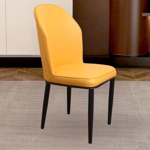 كرسي طعام جلد اصفر مع قاعدة ارجل حديد اسود E-36YEL...