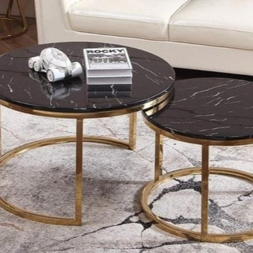 طقم طاولة ضيافة للقهوة فاخرة دائرية 80CM-60CM سطح...