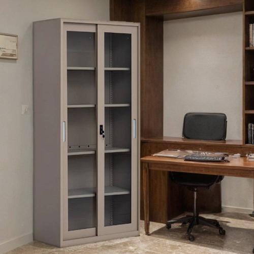 دولاب ملفات مكتبي حديد 2 ابواب قزاز سحاب مع 5ارفف...