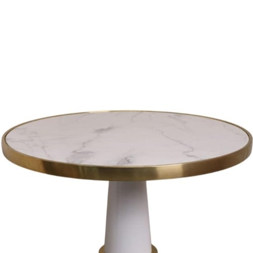 طاولة طعام فاخرة دائرية 80CM قاعدة ستيل ذهبي مع سط...