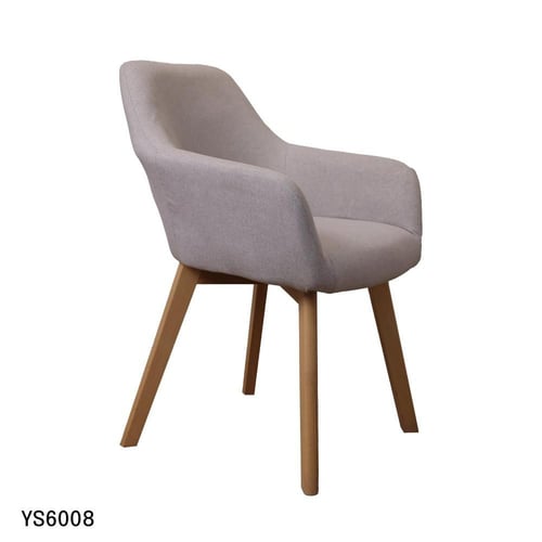 كرسي طعام خشب بيج مع مقعد قماش رصاصي YS6008