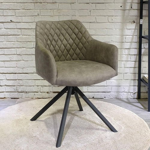 كرسي طعام وكافيه بيد قماش قطيفة مربعات اخضر زيتي D...