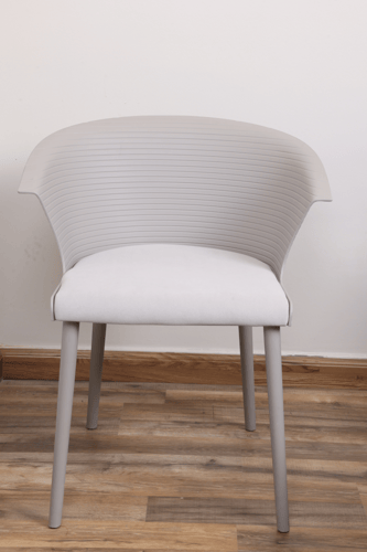 كرسي طعام فايبر رصاصي فاتح مع مقعد قماش HC11