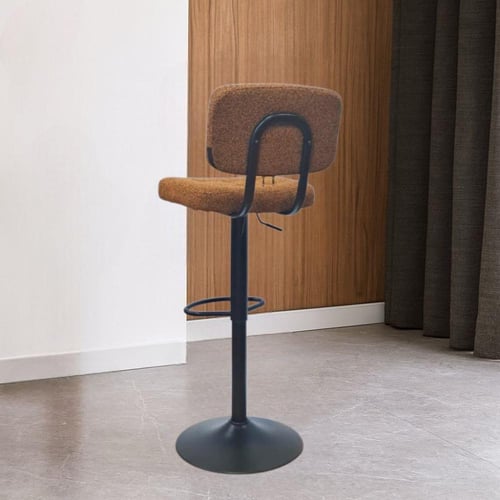 كرسي بار قماش بوكلية برتقالي و قاعدة هيدروليك اسود