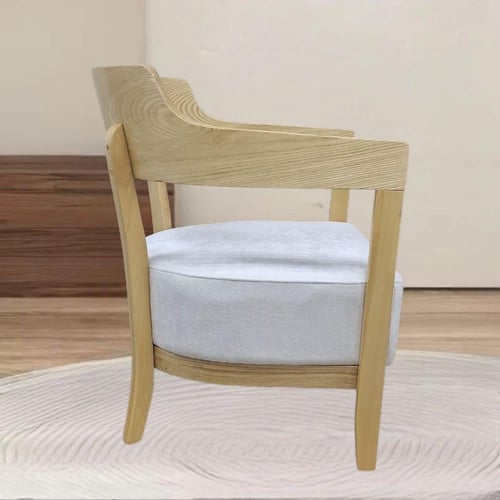 كرسي طعام وكافية خشب كبير مقعد بيج GWD1452BEIGE