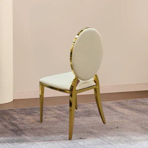 كرسي طعام وكافية ستيل ذهبي مع مقعد جلد بيج سكري 63...