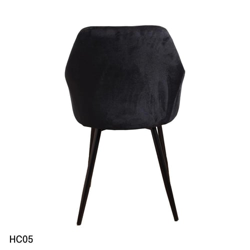 كرسي طعام وكافية قماش قطيفة اسود وقاعدة ارجل حديد...