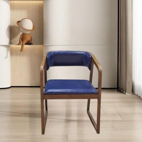 كرسي طعام وكافية خشب مع جلد ازرق غامق GWD1451