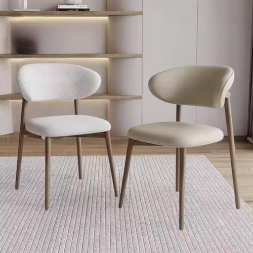 كرسي طعام خشب مع مقعد وظهر جلد بيج GWD1590BEIGE