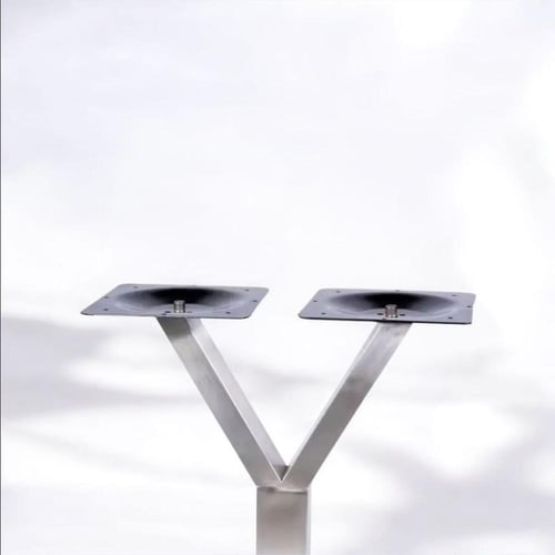 قاعدة طاولة طعام Y مزدوج استانليس استيل بقاعدة مست...