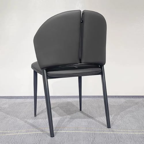 كرسي طعام جلد رمادي مع قاعدة ارجل حديد رمادي GWD15...