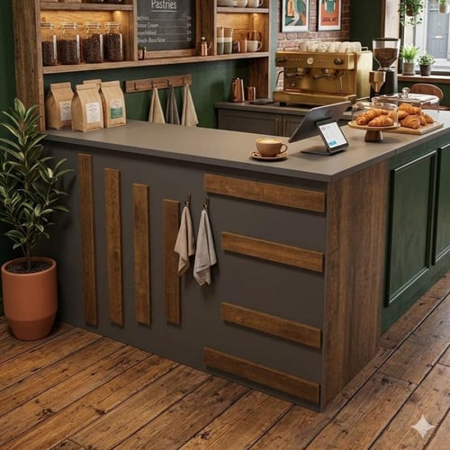 كاونتر استقبال خشبي مع أدراج 120CM*65CM*105CM بني...