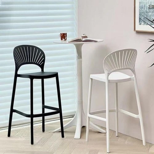 كرسي بار فايبر ابيض بقاعدة ثابتة 6117WHITE