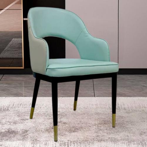 كرسي طعام جلد لونين اخضر مع رصاصي مع قاعدة ارجل حد...