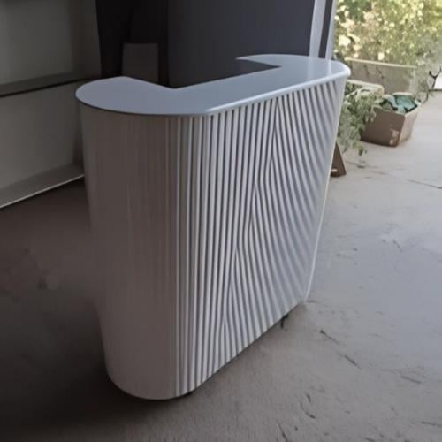 كاونتر استقبال خشبي مع أدراج 120 سم رمادي