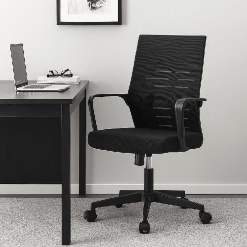 كرسي مكتبي قماش مخرم لون اسود بدون مسند راس موديل...
