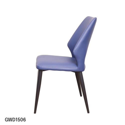 كرسي طعام جلد ازرق غامق مع قاعدة ارجل حديد اسود GW...