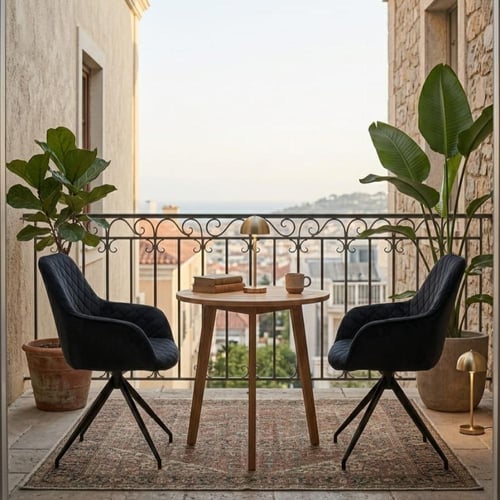 كرسي طعام وكافيه بيد قماش قطيفة مربعات اسود DM-C59...