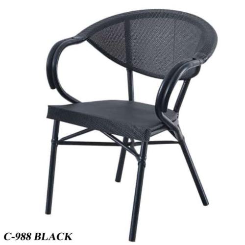 كرسي خارجي خيزران حديد اسود C-988BLACK