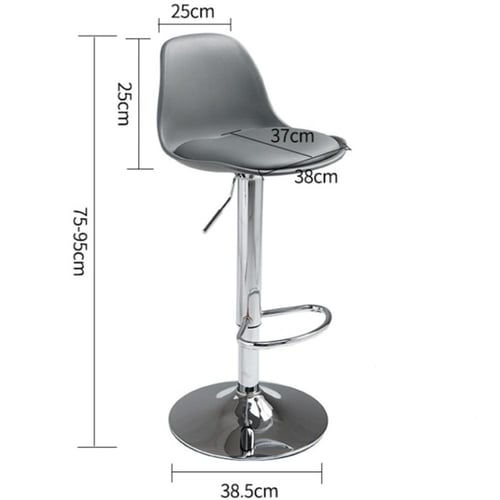 كرسي بار فايبر رمادي مع مقعد جلد رمادي وقاعدة ستيل...