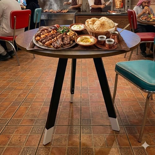 طاولة ضيافة للقهوة فاخرة دائرية 90CM*75CM سطح خشب...