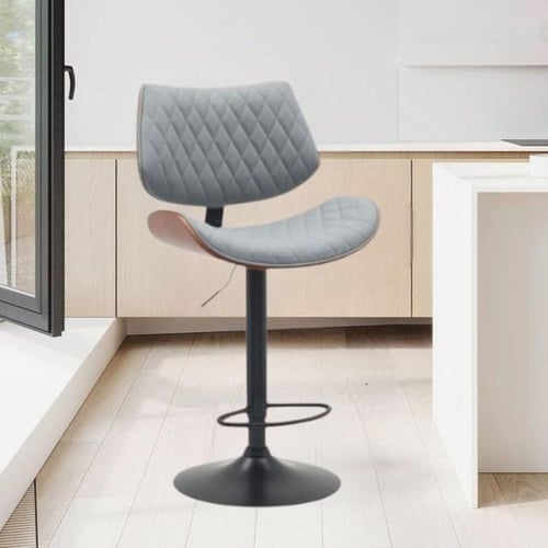 كرسي بار خشب مع جلد بني وقاعدة هيدروليك اسود SHC-0...