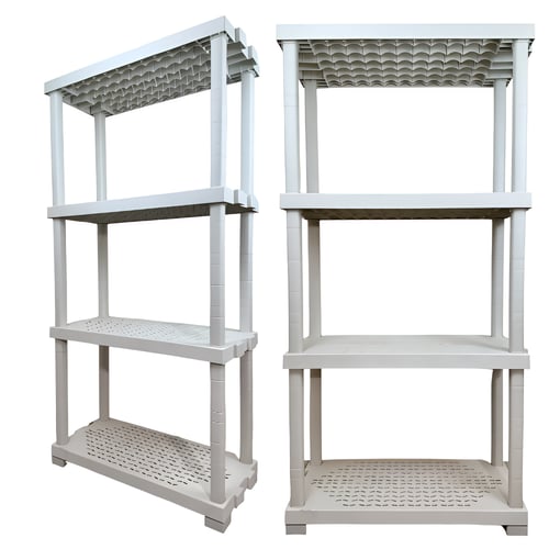 رفوف تخزين وتنظيم بلاستيك 4 ادوار لون ابيض مقاس 40...