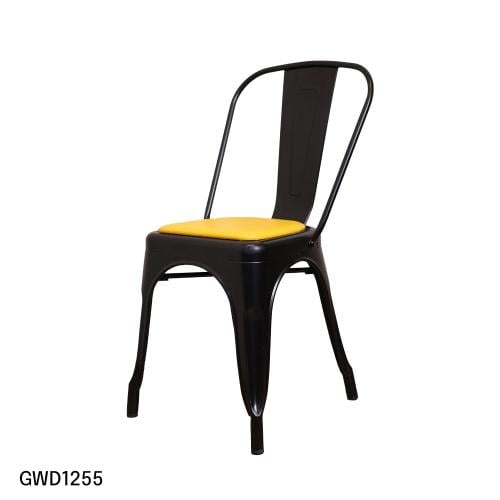 كرسي طعام وكافية حديد اسود مع مقعد جلد اصفر GWD125...