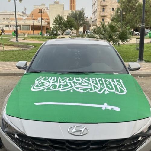 شعار علم السعودية قماش مطاط على كبوت جميع انواع ال...