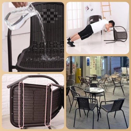 طقم طاولة طعام خارجي 60CM و 2 كراسي حديد مع بلاستي...