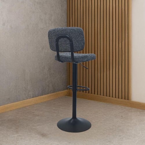 كرسي بار قماش اسود و قاعدة هيدروليك اسود