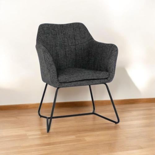 كرسي طعام وكافية قماش رمادي غامق بقاعدة حديد ZH-90...