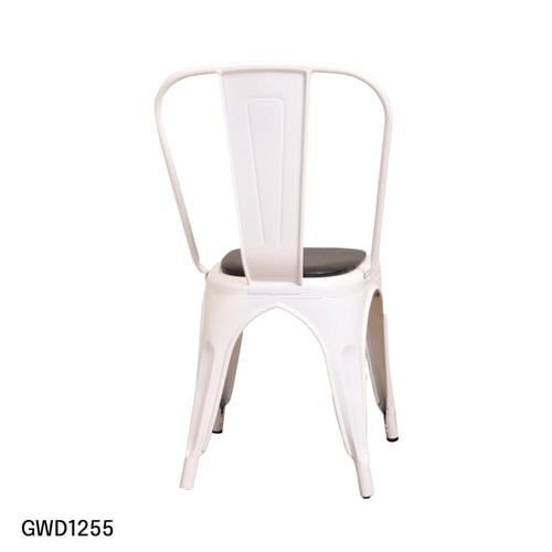 كرسي طعام وكافية حديد ابيض مع مقعد جلد اسود GWD125...