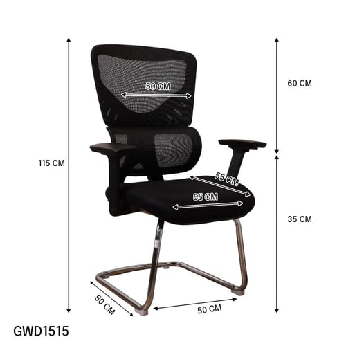 كرسي مكتبي ثابت بقماش مخرم لون اسود بدون مسند راس...