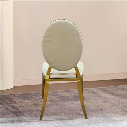 كرسي طعام وكافية ستيل ذهبي مع مقعد جلد بيج سكري 63...