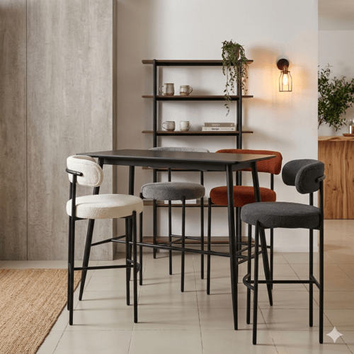 كرسي بار حديد قماش بوكلي BA-6182GREY+S