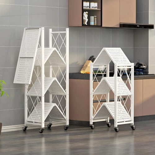 رفوف تخزين وتنظيم حديد قابلة للطي 5 ادوار لون ابيض...