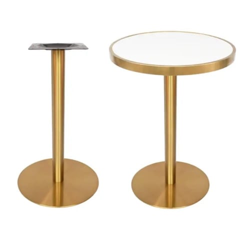 طاولة طعام فاخرة دائرية 60CM قاعدة ستيل ذهبي مع سط...