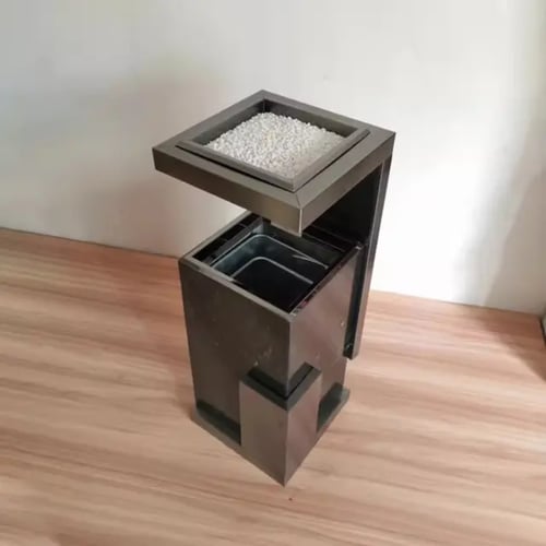 طفاية سجائر رخام اسود مع ستيل اسود GWD1173B