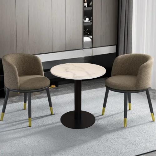 طاولة ضيافة للقهوة فاخرة دائرية 55سم سطح رخام وقاع...