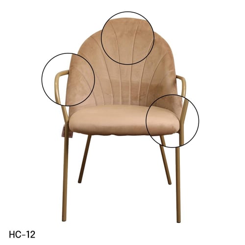 كرسي طعام وكافية قماش قطيفة بني وقاعدة ارجل ستيل ذ...