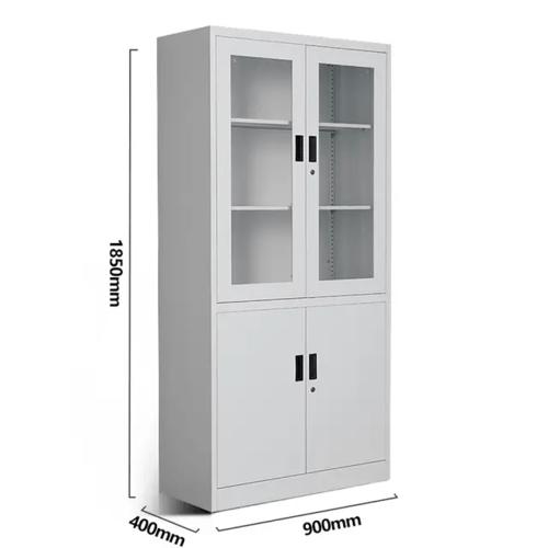 دولاب ملفات مكتبي حديد نصف زجاجي 4 ابواب رصاصي GT-...