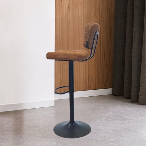 كرسي بار قماش بوكلية برتقالي و قاعدة هيدروليك اسود