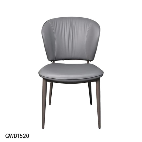 كرسي طعام جلد رمادي غامق مع قاعدة ارجل حديد بني GW...