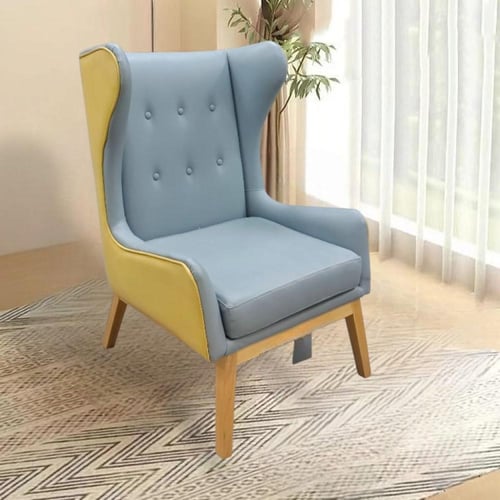 كرسي كافية وضيافة واسترخاء جلد لونين مقعد ازرق فات...