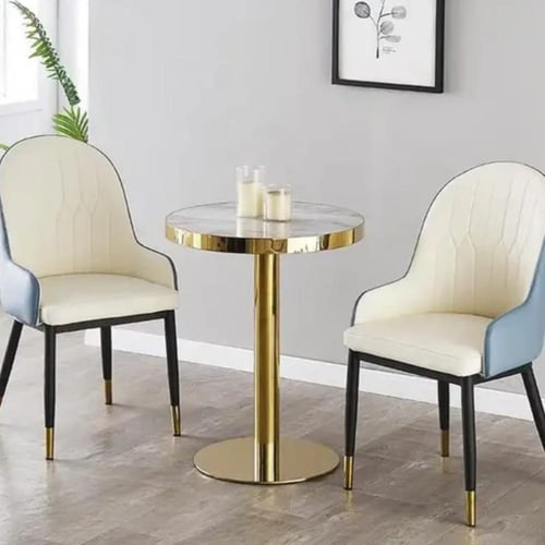 طاولة طعام فاخرة دائرية 60CM قاعدة ستيل ذهبي مع سط...