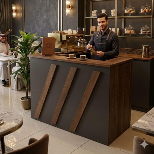 كاونتر استقبال خشبي مع أدراج 120CM*65CM*105CM بني...