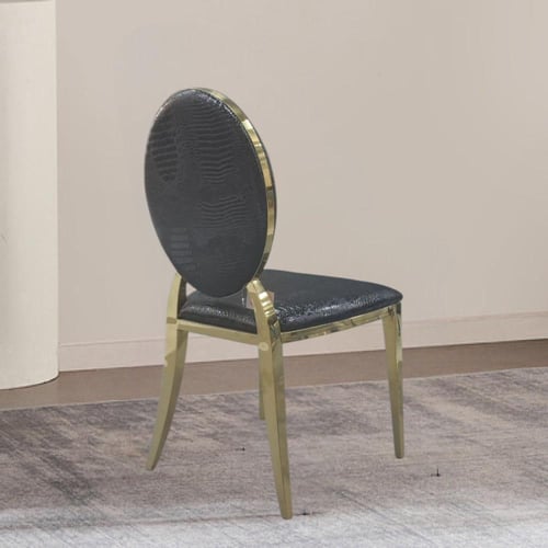 كرسي طعام وكافية ستيل ذهبي مع مقعد جلد اسود 6325BL...